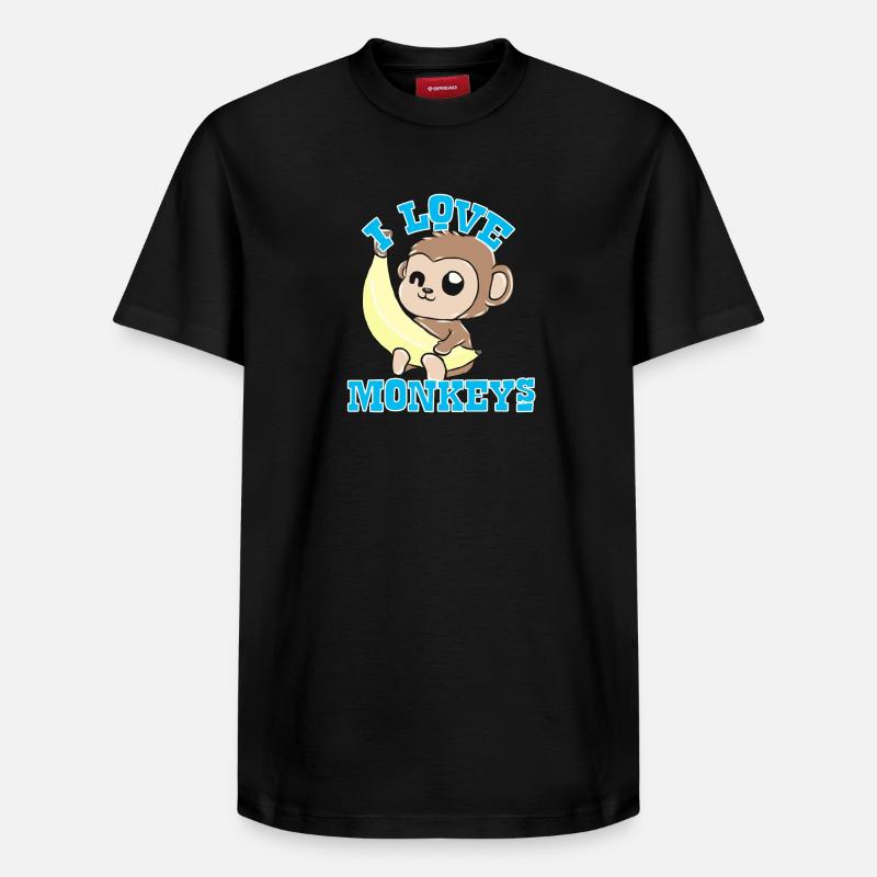 singes - T-shirt unisexe décontracté en coton Supima – de SPREAD - noir