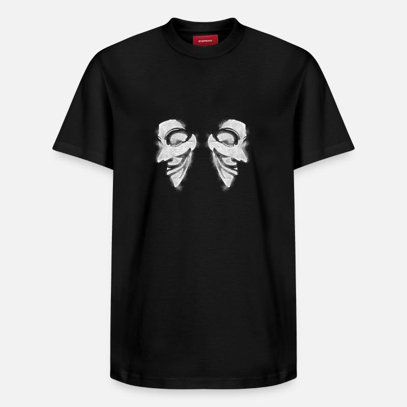 Anonymous v wie vendetta Double Head - Relaxed Unisex Supima Cotton T-Shirt – von SPREAD - Schwarz