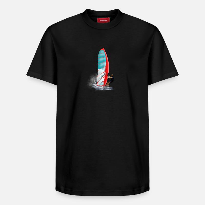 windsurfing - T-shirt unisexe décontracté en coton Supima – de SPREAD - noir