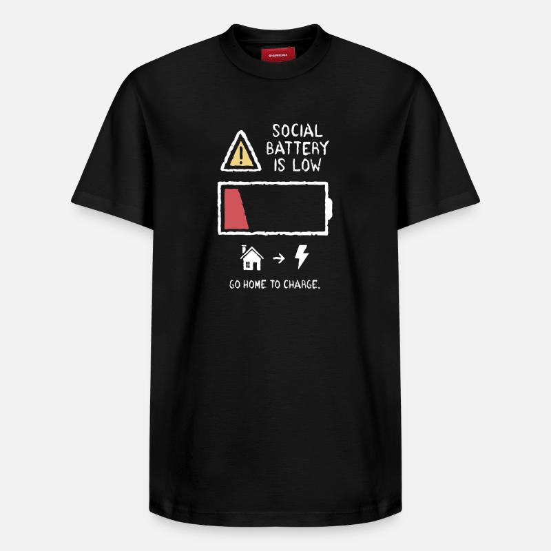 Social Battery - T-shirt unisexe décontracté en coton Supima – de SPREAD - noir