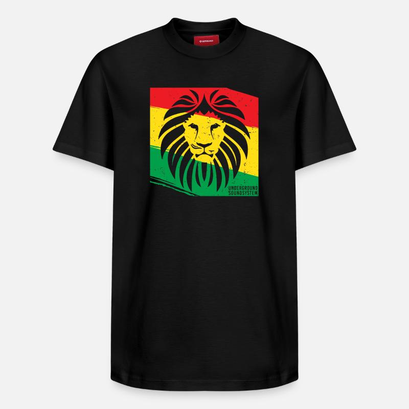 Lion de style rasta - T-shirt unisexe décontracté en coton Supima – de SPREAD - noir