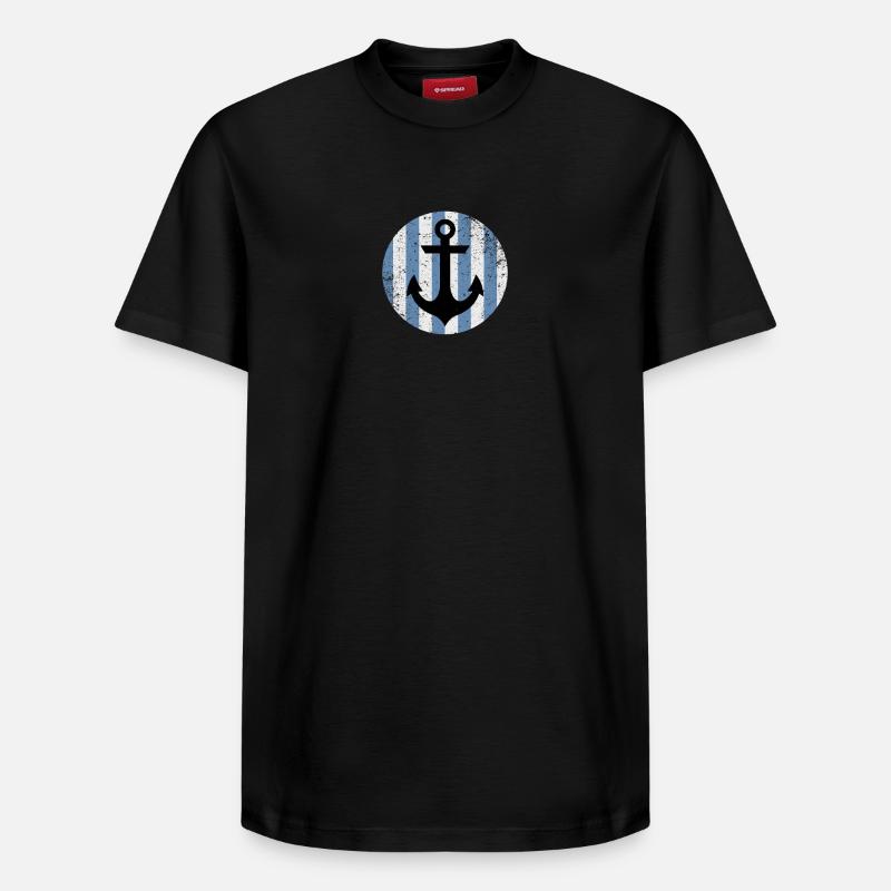 Ancré dans le ciel rayé - T-shirt unisexe décontracté en coton Supima – de SPREAD - noir