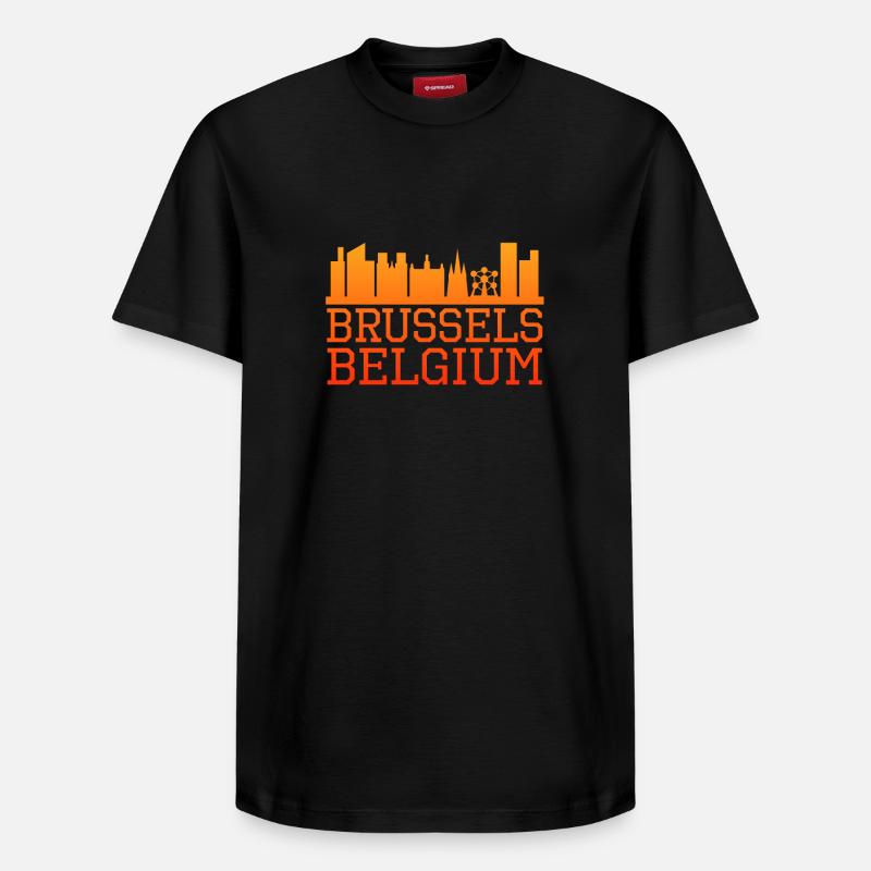 Brüssel Skyline Silhouette Design - Relaxed Unisex Supima Cotton T-Shirt – von SPREAD - Schwarz