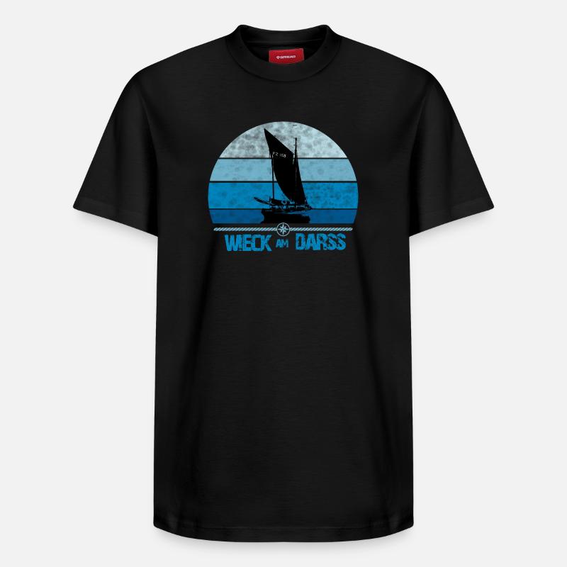 Wieck am Darss mit Zeesboot - Relaxed Unisex Supima Cotton T-Shirt – von SPREAD - Schwarz