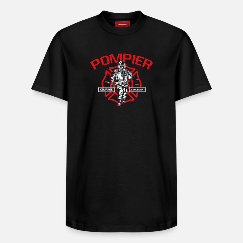 POMPIER courage dévouement - T-shirt unisexe décontracté en coton Supima – de SPREAD - noir