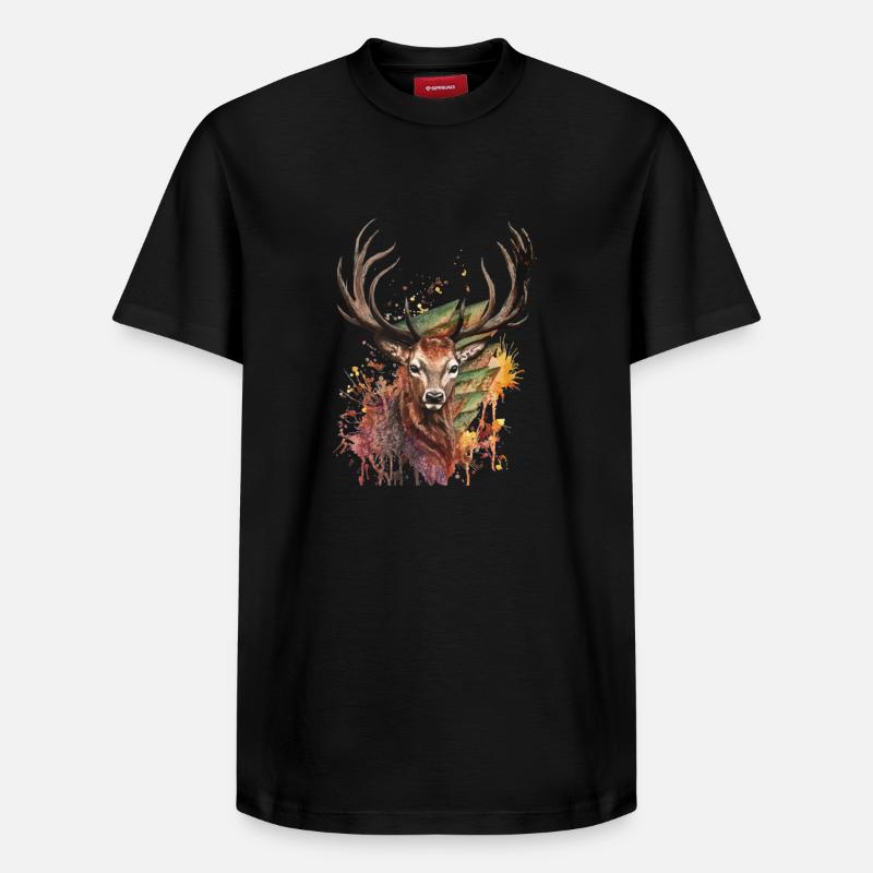 Dessins de cerfs - T-shirt unisexe décontracté en coton Supima – de SPREAD - noir