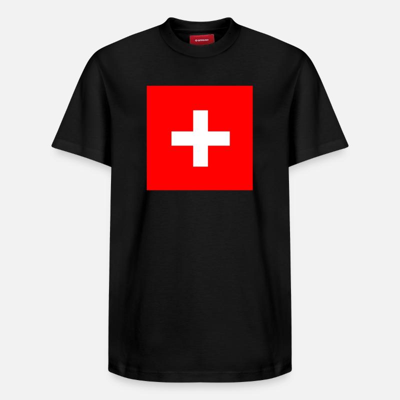 Cadeau du drapeau suisse suisse - T-shirt unisexe décontracté en coton Supima – de SPREAD - noir