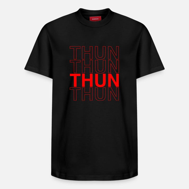 THUN Design - Calligraphie rouge - T-shirt unisexe décontracté en coton Supima – de SPREAD - noir