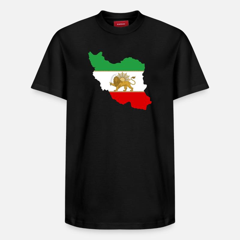 Drapeau iran Lion et Soleil - شیر خورشید پرچم - T-shirt unisexe décontracté en coton Supima – de SPREAD - noir