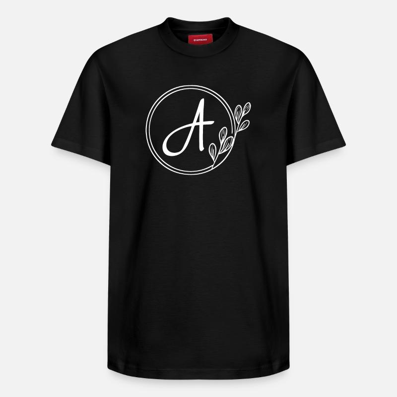Handgezeichnetes Pflanzenmonogramm mit Stil A - Relaxed Unisex Supima Cotton T-Shirt – von SPREAD - Schwarz