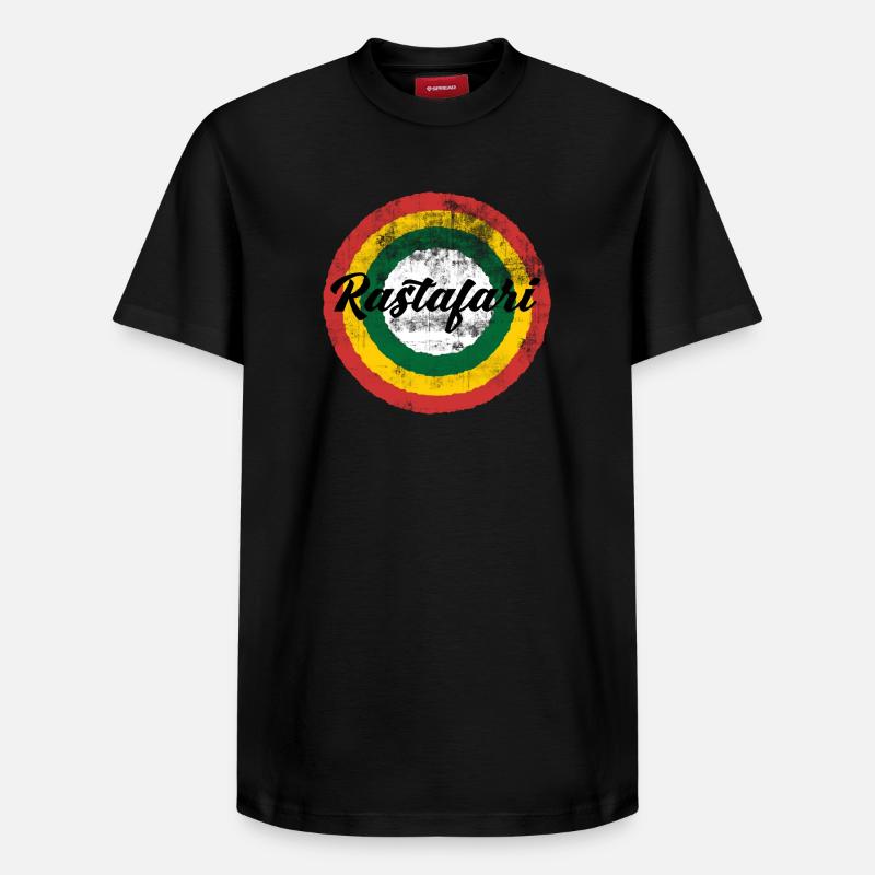 Rastafari Regenbogen Design - Relaxed Unisex Supima Cotton T-Shirt – von SPREAD - Schwarz