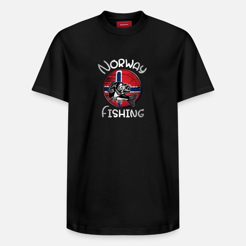 Pêche en Norvège - T-shirt unisexe décontracté en coton Supima – de SPREAD - noir