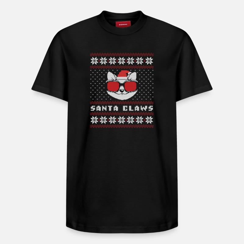 Chat Griffus du Père Noël - T-shirt unisexe décontracté en coton Supima – de SPREAD - noir