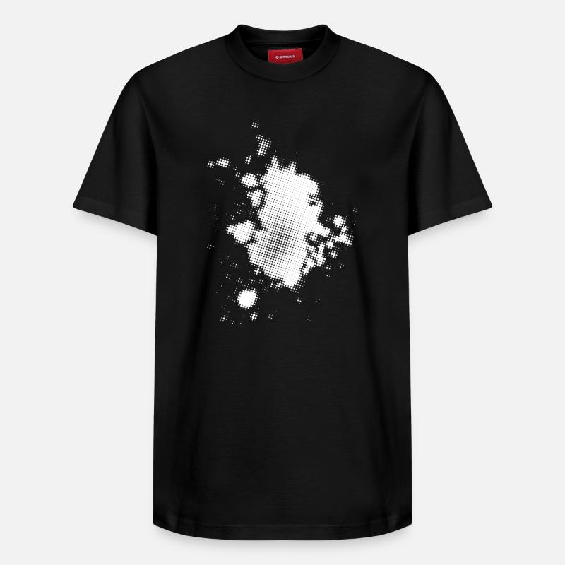 Flash, points fond asymétrique | rastérisé - T-shirt unisexe décontracté en coton Supima – de SPREAD - noir