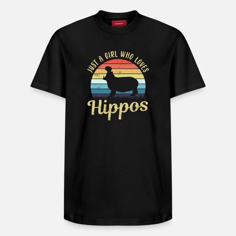 Nilpferd Flusspferd Hippo - Relaxed Unisex Supima Cotton T-Shirt – von SPREAD - Schwarz