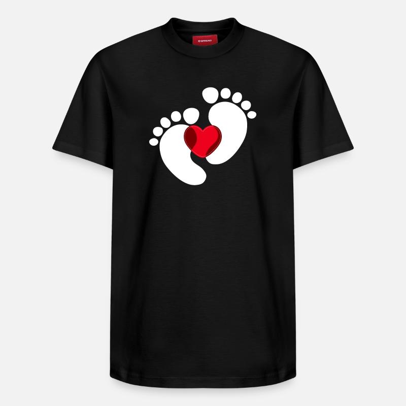 Bébé Pieds Bébé Enceinte Coeur - T-shirt unisexe décontracté en coton Supima – de SPREAD - noir