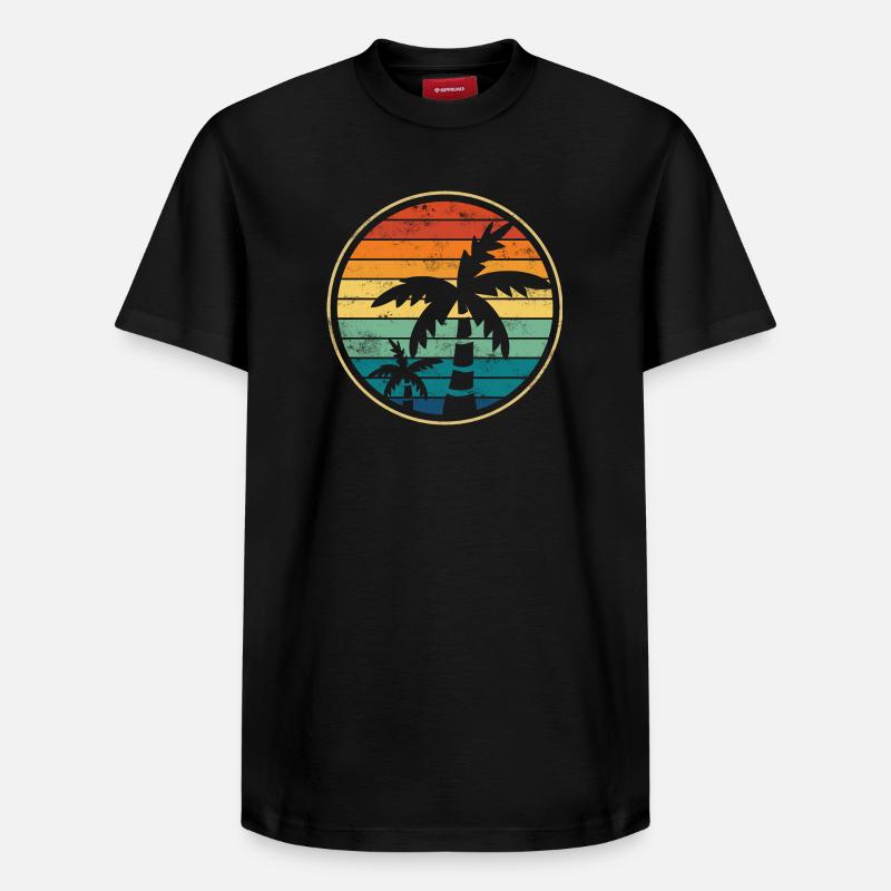 Palmiers Plage - T-shirt unisexe décontracté en coton Supima – de SPREAD - noir