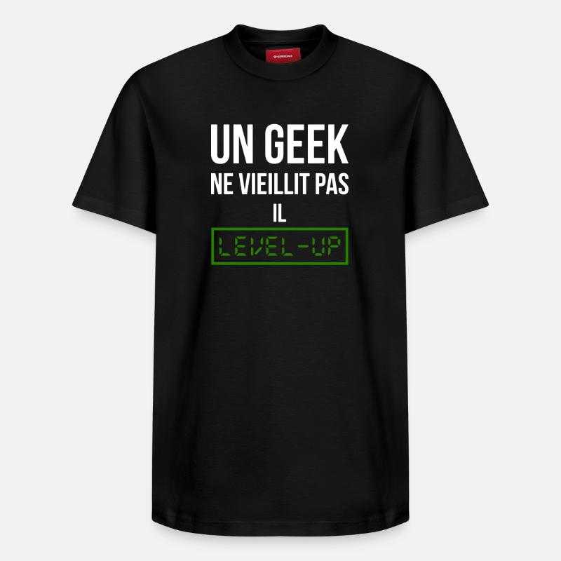 Geek Level (vert) - T-shirt unisexe décontracté en coton Supima – de SPREAD - noir