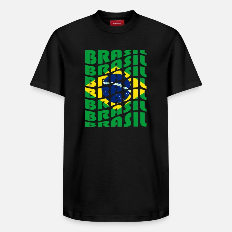 Drapeaux à lettrage brésilien - T-shirt unisexe décontracté en coton Supima – de SPREAD - noir