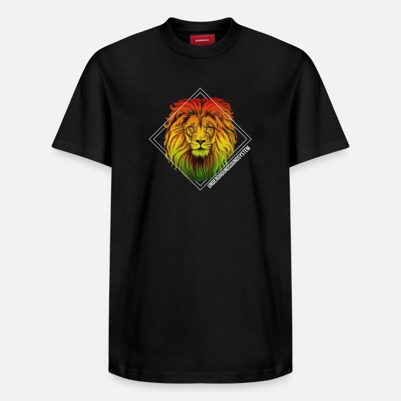 Regenbogenlöwe Diamond Muster - Relaxed Unisex Supima Cotton T-Shirt – von SPREAD - Schwarz
