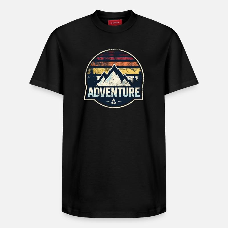 Adventure Mountain Patch - Relaxed Unisex Supima Cotton T-Shirt – von SPREAD - Schwarz