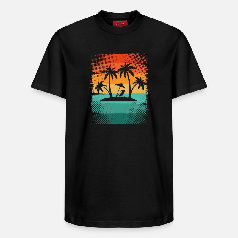 Petite île aux palmiers - T-shirt unisexe décontracté en coton Supima – de SPREAD - noir