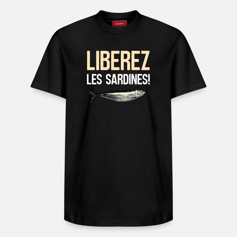 Liberez les sardines - T-shirt unisexe décontracté en coton Supima – de SPREAD - noir
