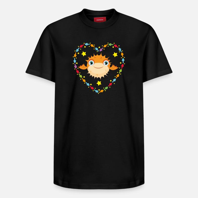 Drôle de poisson-globe - T-shirt unisexe décontracté en coton Supima – de SPREAD - noir