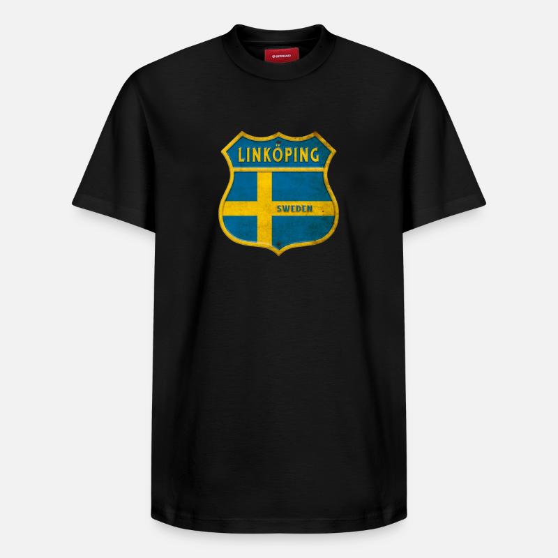 Linköping Suède Armoiries Drapeaux - T-shirt unisexe décontracté en coton Supima – de SPREAD - noir