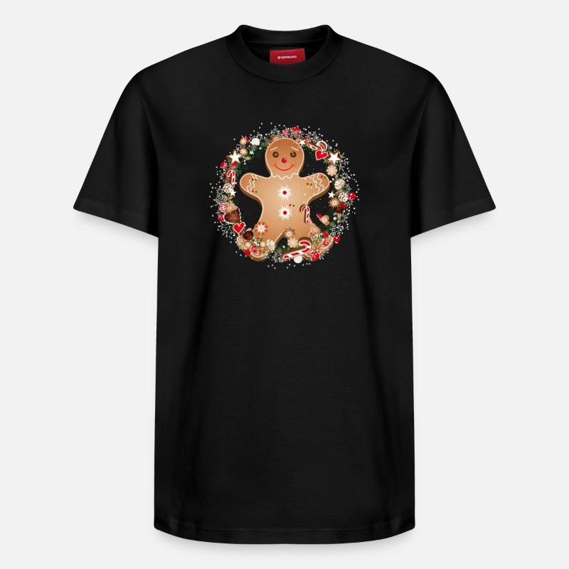 fröhlicher Lebkuchenmann im Plätzchen Kranz - Relaxed Unisex Supima Cotton T-Shirt – von SPREAD - Schwarz