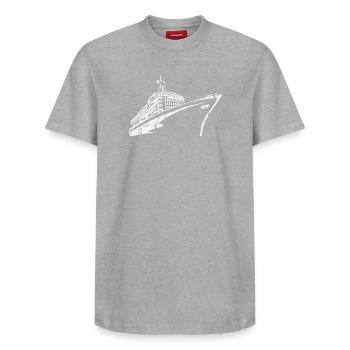 Kreuzfahrtschiff Kreuzfahrt Schiff Luxus - Relaxed Unisex Supima Cotton T-Shirt – von SPREAD - Grau meliert - Vorne - AI Model Female 172 dark (172cm) & AI Model Male 185 dark (185cm)
