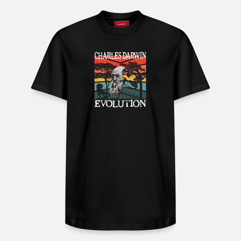 Idée cadeau textile Charles Darwin Evolution - T-shirt unisexe décontracté en coton Supima – de SPREAD - noir