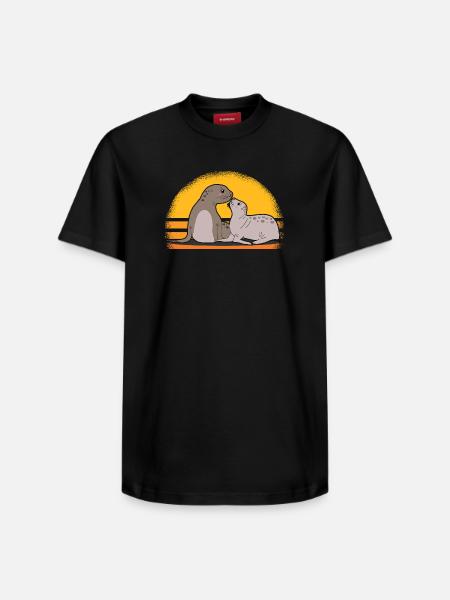 Seal med baby søde sæler sæler gave - Unisex T-shirt i Supima-bomuld med afslappet pasform – fra SPREAD - sort