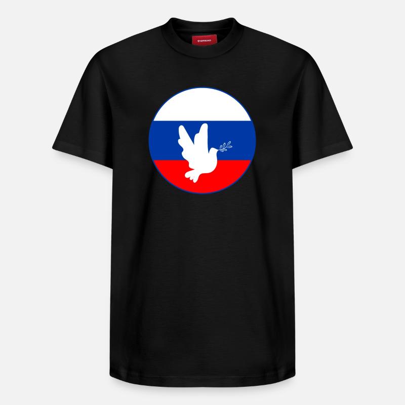 Colombe du drapeau russe - T-shirt unisexe décontracté en coton Supima – de SPREAD - noir