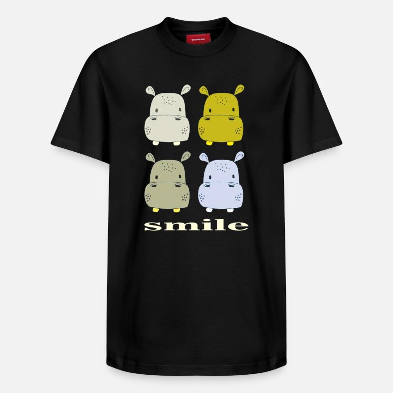 nilpferd smile - Relaxed Unisex Supima Cotton T-Shirt – von SPREAD - Schwarz