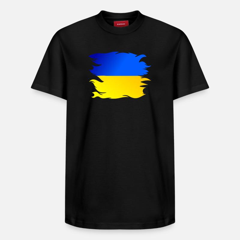 Drapeau de l’Ukraine Drapeau - T-shirt unisexe décontracté en coton Supima – de SPREAD - noir