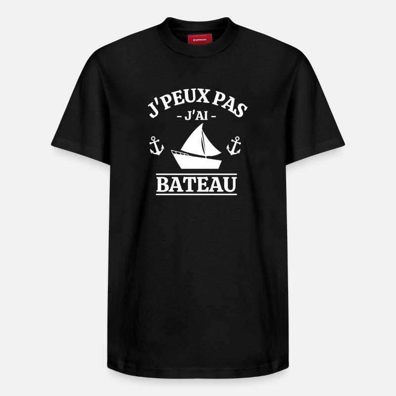 bateau, bateau à voile - T-shirt unisexe décontracté en coton Supima – de SPREAD - noir