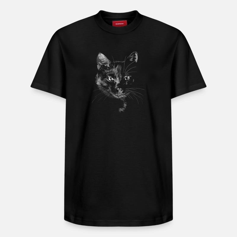 Chat noir - T-shirt unisexe décontracté en coton Supima – de SPREAD - noir