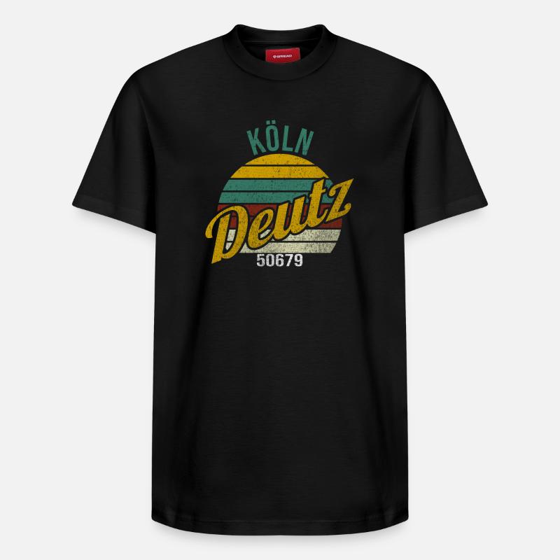 Kölsche Veedel - Köln-Deutz - Relaxed Unisex Supima Cotton T-Shirt – von SPREAD - Schwarz