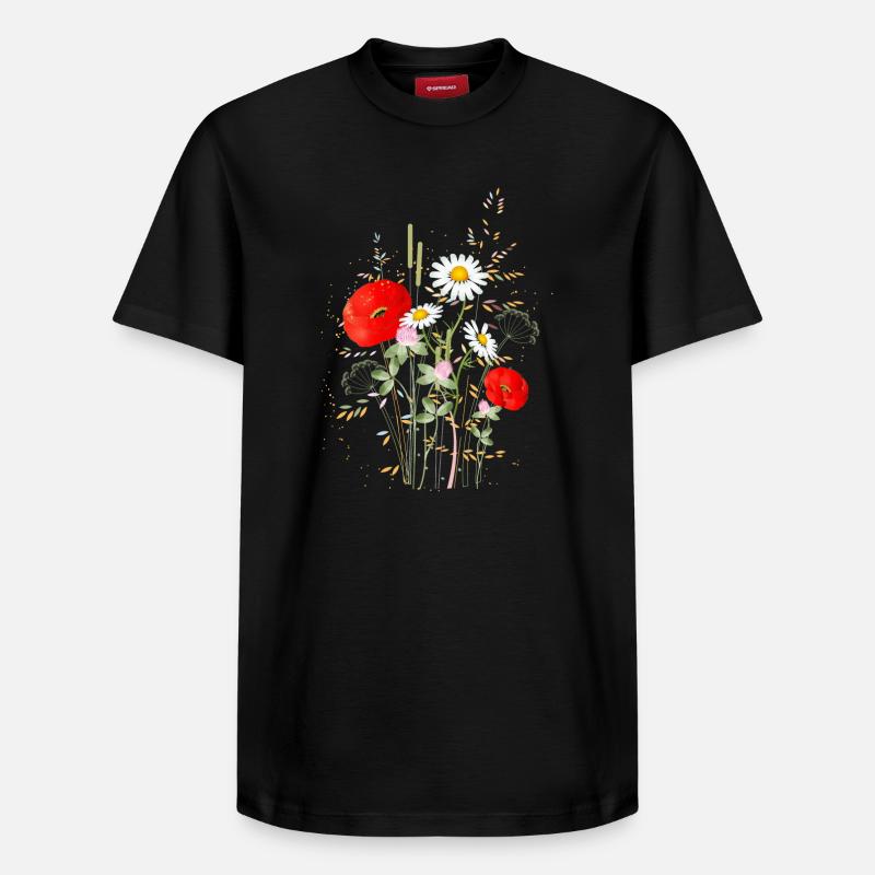 wunderschöne blühende Sommerwiese mit Mohnblumen - Relaxed Unisex Supima Cotton T-Shirt – von SPREAD - Schwarz