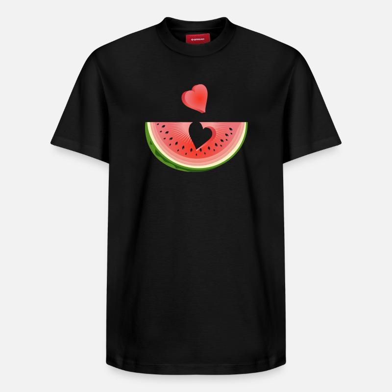 Stück einer Wassermelone mit Herz - Relaxed Unisex Supima Cotton T-Shirt – von SPREAD - Schwarz