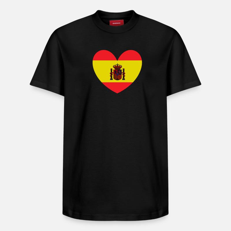Drapeau du cœur de l’Espagne - T-shirt unisexe décontracté en coton Supima – de SPREAD - noir