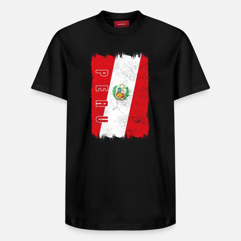 Drapeau du Pérou - T-shirt unisexe décontracté en coton Supima – de SPREAD - noir