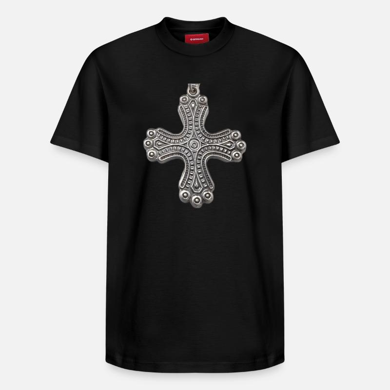Croix d’argent de Kalevala - T-shirt unisexe décontracté en coton Supima – de SPREAD - noir