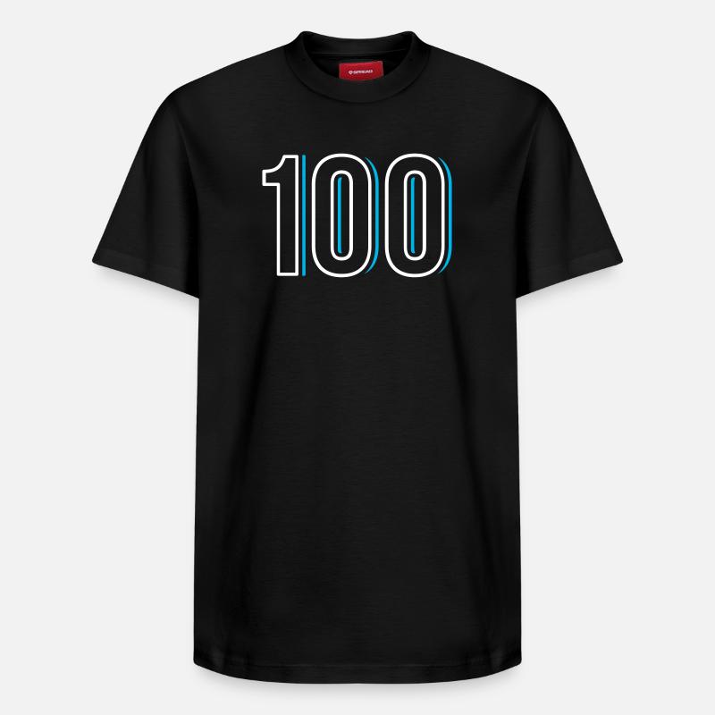 Numéro 100 - Cent - cent - T-shirt unisexe décontracté en coton Supima – de SPREAD - noir