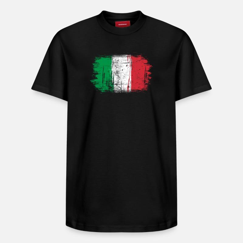 Drapeau italien coups de pinceau - T-shirt unisexe décontracté en coton Supima – de SPREAD - noir