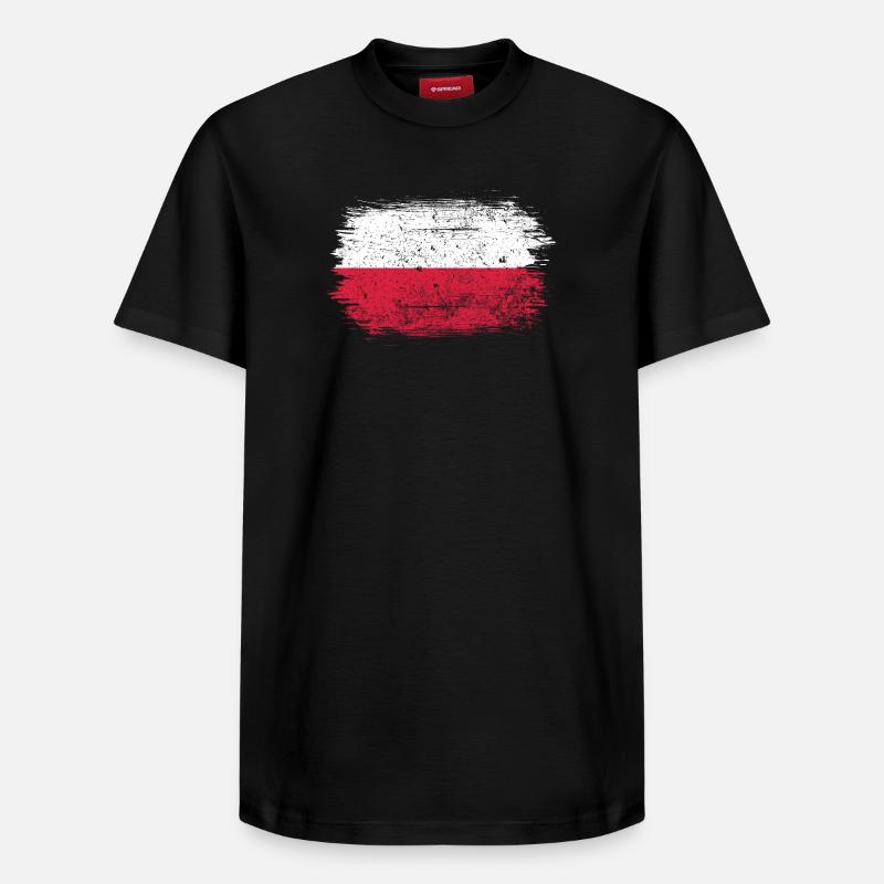 Drapeau polonais Coup de pinceau - T-shirt unisexe décontracté en coton Supima – de SPREAD - noir