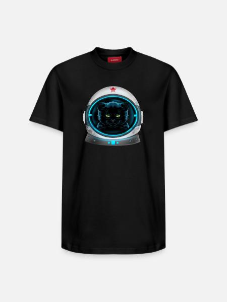angry space cat astronaut - Relaxed Unisex Supima Cotton T-Shirt – by SPREAD - black