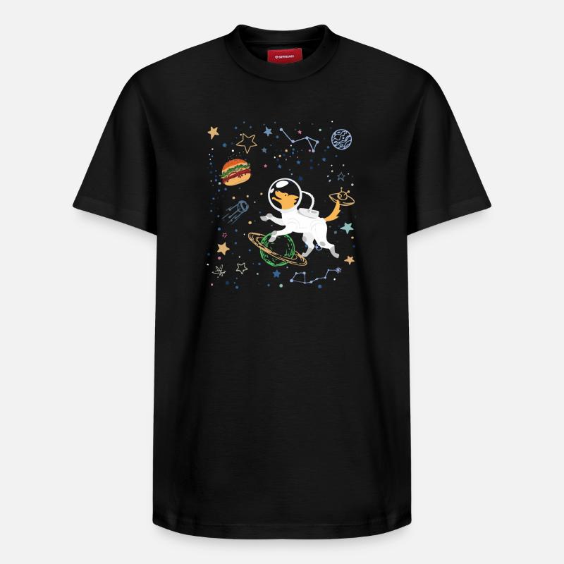 Space Explorer mit Astronaut Fox - Relaxed Unisex Supima Cotton T-Shirt – von SPREAD - Schwarz