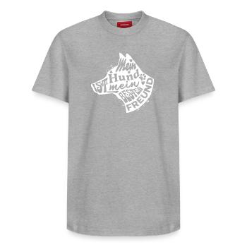 Mein Hund ist mein bester Freund Schäferhund - Relaxed Unisex Supima Cotton T-Shirt – von SPREAD - Grau meliert - Vorne - AI Model Female 172 dark (172cm) & AI Model Male 185 dark (185cm)